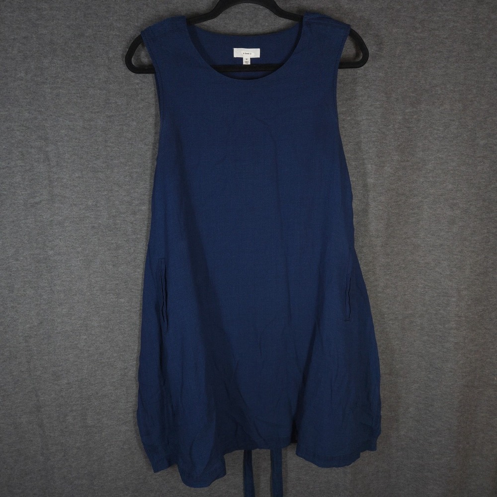 A Loves A Blue Sleeveless Shift Dress Tunic Pockets Minimalist Womens Size Med
